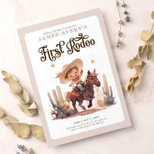 Convite Meu Primeiro Aniversário do Cowboy Ocidental Selva