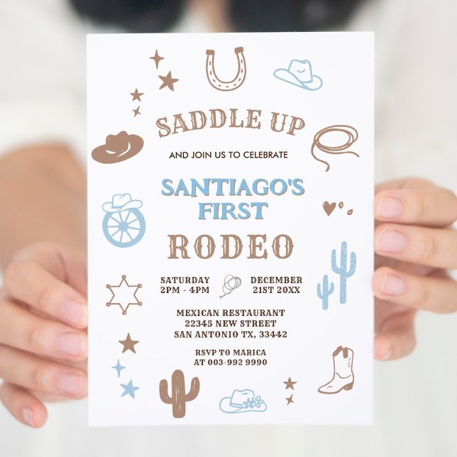 Convite Meu Primeiro Aniversário Rodeo Cowboy (Criador carregado)