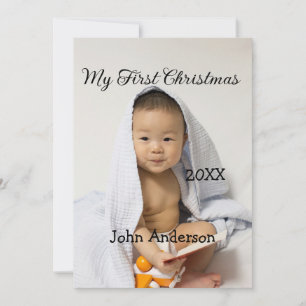 Convite Meu primeiro Natal adiciona nome de bebê data ano