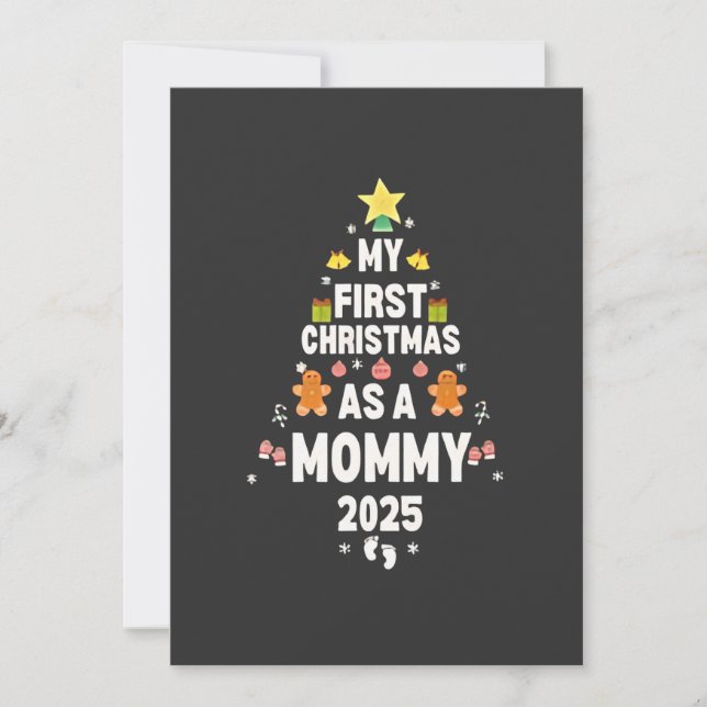 Convite Meu Primeiro Natal como Mamãe 2025 Xmas (Frente)