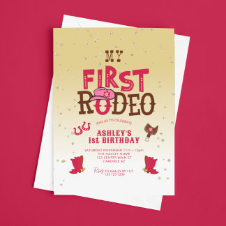 Convite Meu Primeiro primeiro aniversario Amarelo Rodeo Co