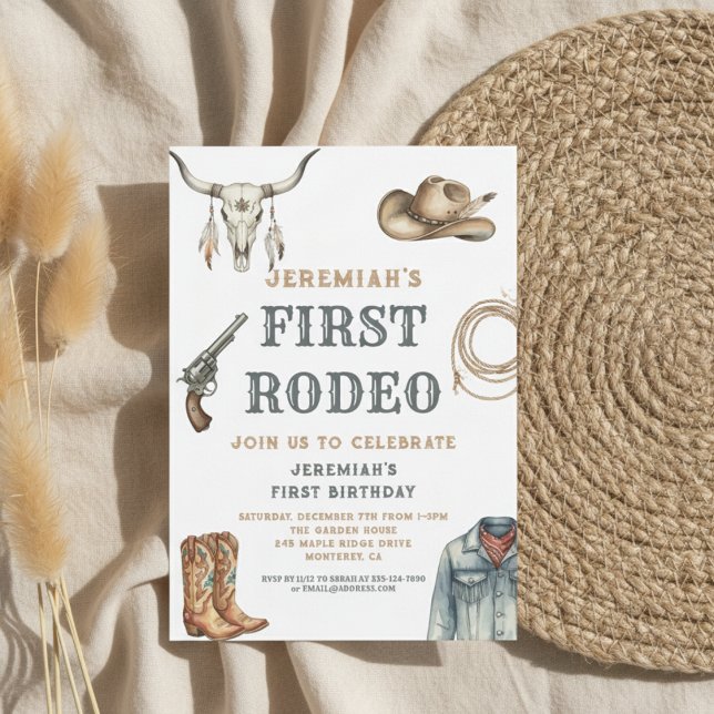 Convite Meu Primeiro Vaqueiro de Rodeio Aniversário de 1 a (Criador carregado)