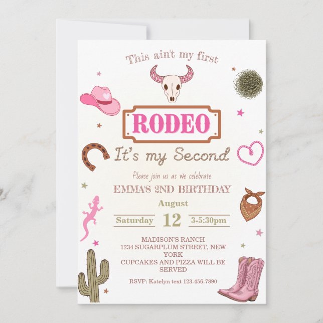 Convite Meu Segundo Rodeio 2º Aniversário Cowboy  (Frente)