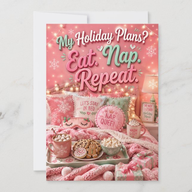 Convite Meus Planos de Férias Comem Dormir Repita Natal Di (Frente)