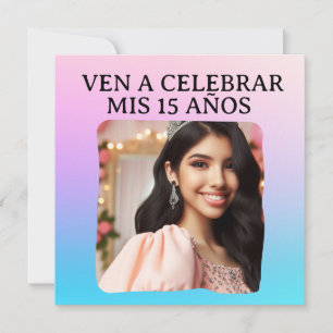 Convite Meus Quinze Aniversário de Quinze Foto Rosa Azul R