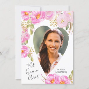 Convite Meus Quinze Anos Foto Rosa Dourado Floral Quincean