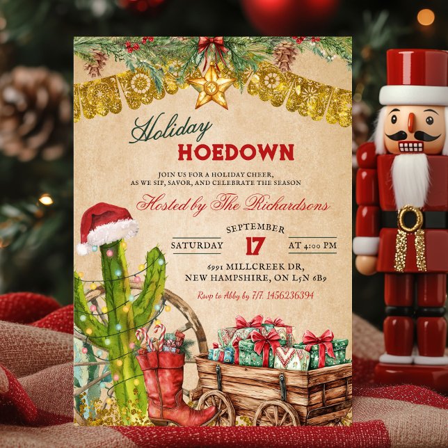 Convite Mexican Cowboy Christmas Holiday Hoedown Fiesta (Criador carregado)