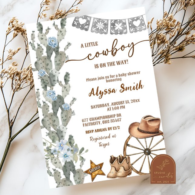 Convite Mexican Cowboy is on the way Baby Shower (Criador carregado)