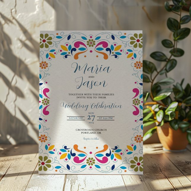 Convite Mexican Fiesta Colorful Floral Boda Wedding (Mexican Fiesta Colorful Floral Boda Wedding Invitation)