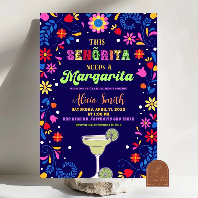 Convite Mexican Fiesta Margaritas Bridal Shower Invitation (Criador carregado)