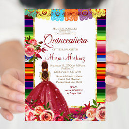 Convite Mexican Floral Quinceañera Invitation