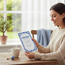 Mexican Talavera Blue Baby Shower Invitation