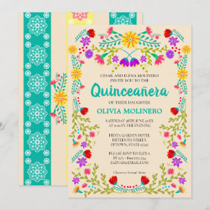 Convite Mexicana Festa Floral Champanheira Quinceanera