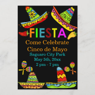Convite Mexicano Cinco de Mayo convoca preto
