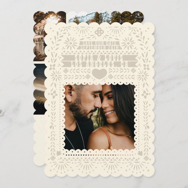 Convite Mexicano Fantail move Papel Picado Collage (Frente/Verso)