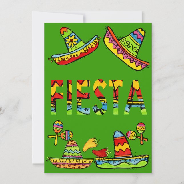 Convite Mexicano Fiesta Cinco de Mayo Invoca Verde (Frente)