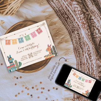 Convite Mexicano Fiesta Colorful Cactus Folk Birthday