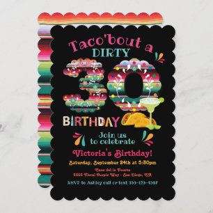Convite Mexicano Fiesta Dirty 30 Papel Picado Birthday Inv