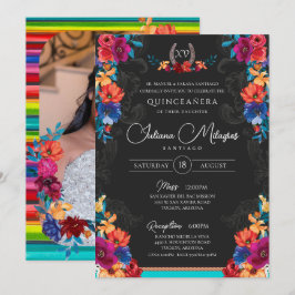 Convite Mexicano Fiesta Floral Adicione Sua Foto Quinceane