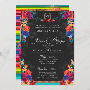 Convite Mexicano Fiesta Floral Adicione Sua Foto Quinceane