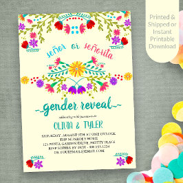 Convite mexicano Fiesta Floral Lemon Revelação Colorida de