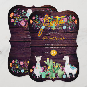 Convite Mexicano Fiesta Rustic Folks Llama ANY EVENT