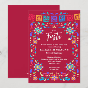 Convite Mexicano Fiesta Sweet 16 Festas de aniversário