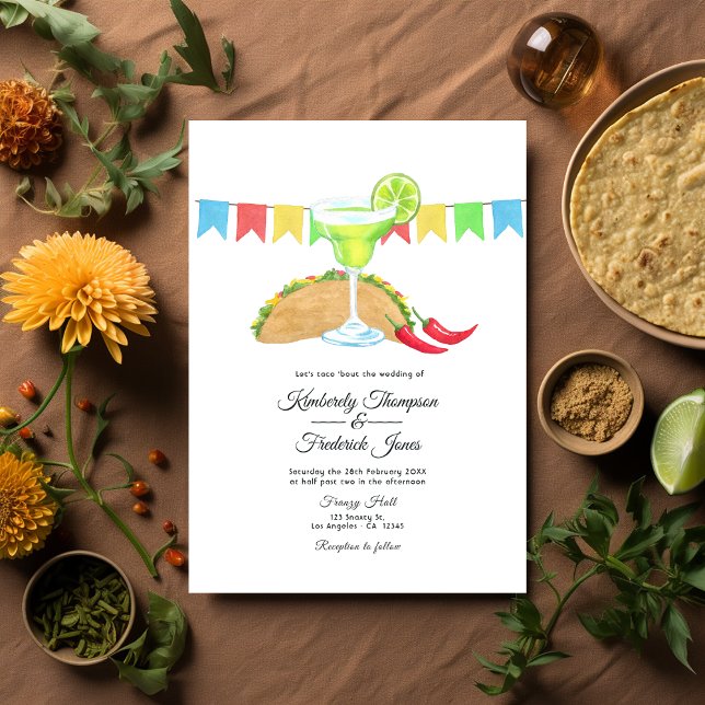Convite Mexicano Fiesta Taco sobre Casamento de Amor (Tacos and Tequila)