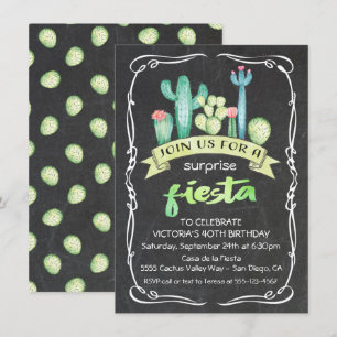 Convite Mexicano Fiesta Watercolor Cactus e suculentos
