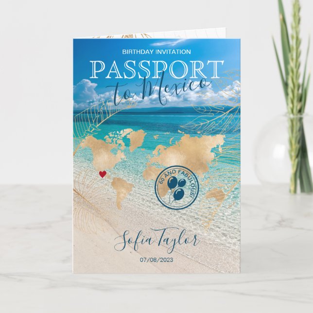 Convite México 60 e Fabuloso Mapa de Passaportes de Aniver (Frente)