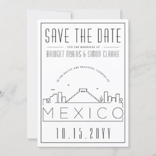 Convite México Casado Estilizado Skyline Salve a Data