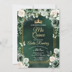 Convite México, Esmerald Green e Ivory White Quinceañera