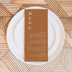 Convite MIA Modern Boho Terracotta Burnt Orange Menu Card