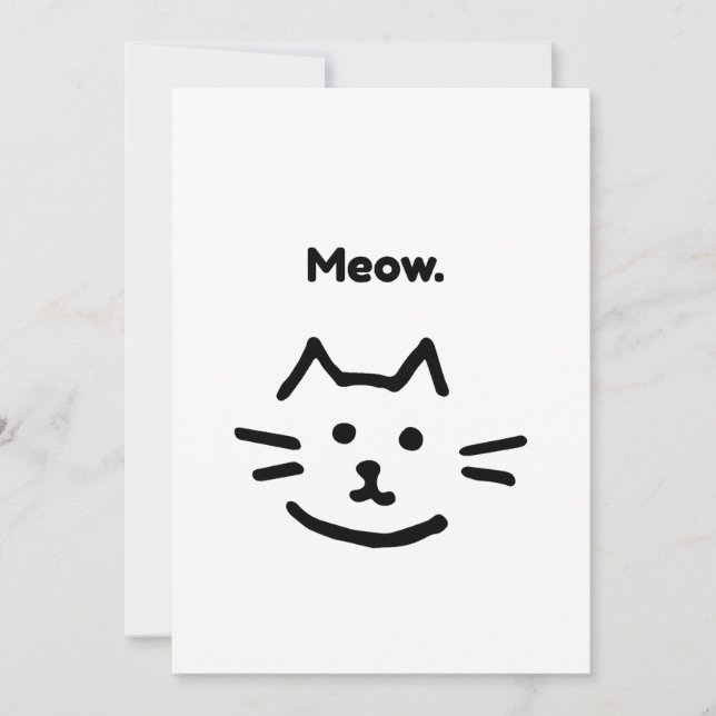 Convite Miau. Gato Simples Engraçado (Frente)