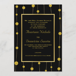 Convite Miçangas de folha de ouro e casamento moderno