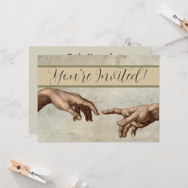 Convite Michaelangelo mãos criação adam deus (Frente/Verso In Situ)