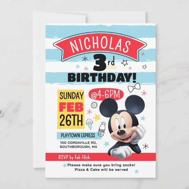 Convite Mickey Mouse Fun Birthday Customizable Invitation (Frente)
