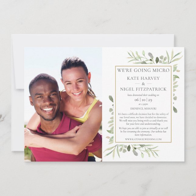 Convite Micro Vegetação Fotografia Casamento Reduzida (Frente)