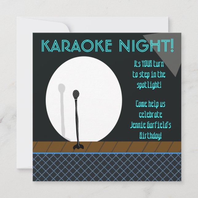 Convite Microfone em Spotlight Karaoke Night Invation (Frente)