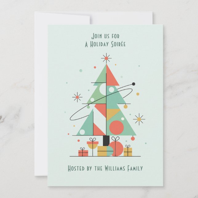 Convite Mid-Century Merry Christmas  (Frente)