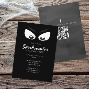Convite Mídia Social Código QR Fantasmagórico de Halloween