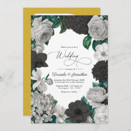 Convite Midnight Black, Oyster Gray & Soft Linen Wedding