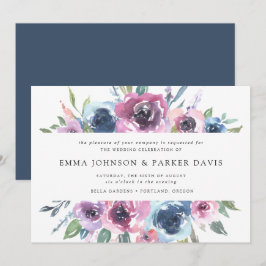 Convite Midnight Blooms | Casamento Floral Roxo e Azul