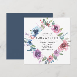 Convite Midnight Blooms | Casamento Floral Roxo e Azul