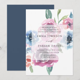 Convite Midnight Blooms | Flores Purple e Azuis para Casam