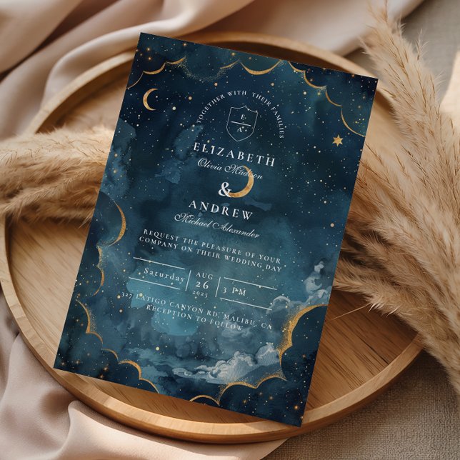 Convite Midnight Constellation Floral Wedding (Criador carregado)