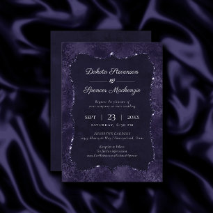 Convite Midnight Indigo Romance Casamento de Satiny Grun
