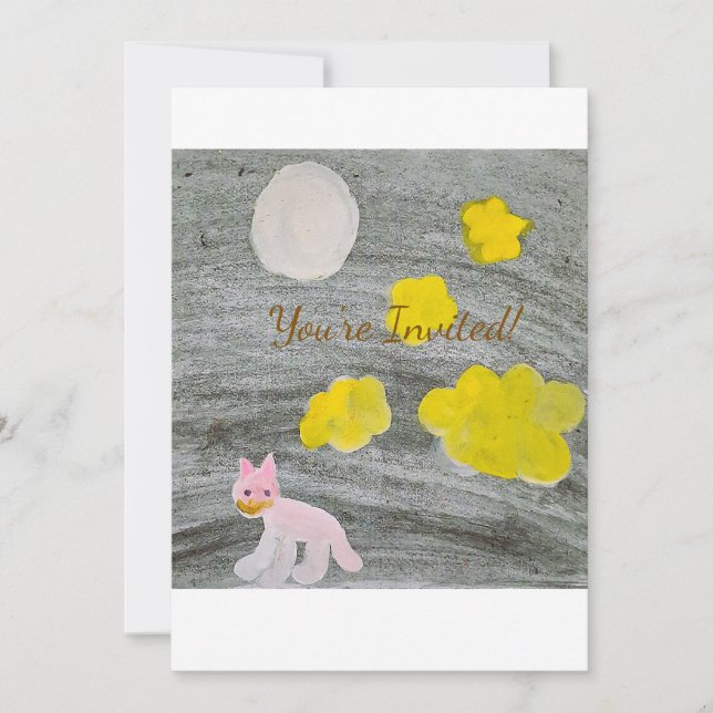 Convite Midnight Kitty Adventure_Invitation Card (Frente)