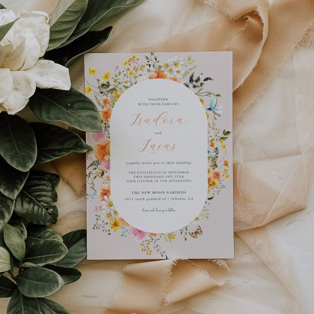 Convite Midsummer | Florais Românticos de Outono Casamento (Criador carregado)