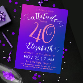 Convite Milestone 40 Ombre Azul Roxo Elegante